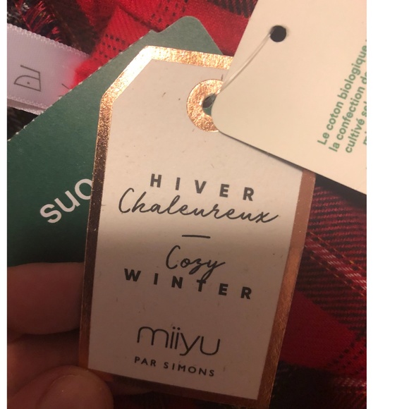 Red tartan organic cotton cabin lounge check pants NWT - Picture 8 of 11